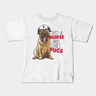 Pug Loving Nurse Kids T-Shirt